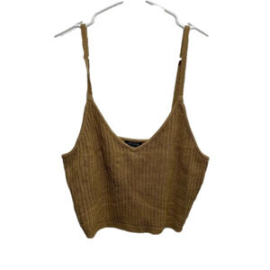 𝅺WILD Fable Tank Sweater Womens XXL Brown Crop Ribbed Knit 🌟